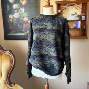 ☾ Vintage dark toned knit grandpa sweater